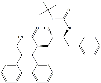 (2R,4S,5S)-2-Benzyl-5-(tert-butyloxycarbonylamino)-N-(2-phenylethyl)-4-hydroxy-6-phenylhexanamide Struktur