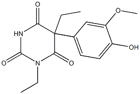 5-Ethyl-5-(3-methoxy-4-hydroxyphenyl)-1-ethylpyrimidine-2,4,6(1H,3H,5H)-trione Struktur