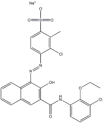 3-Chloro-2-methyl-4-[[3-[[(3-chloro-2-ethoxyphenyl)amino]carbonyl]-2-hydroxy-1-naphtyl]azo]benzenesulfonic acid sodium salt Struktur