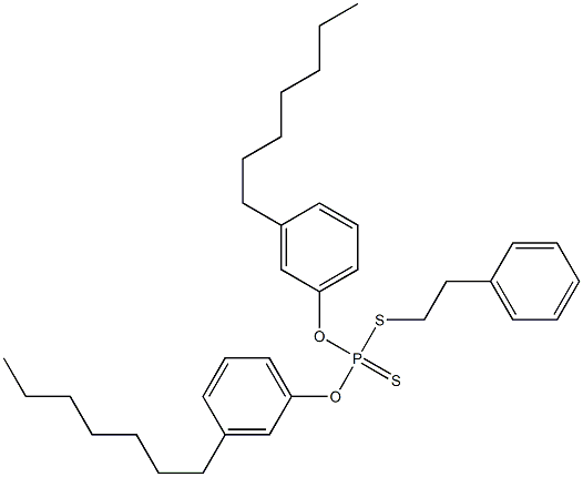 Dithiophosphoric acid O,O-bis(3-heptylphenyl)S-(2-phenylethyl) ester Struktur