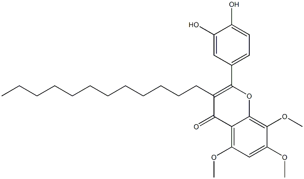 2-(3,4-Dihydroxyphenyl)-5,7,8-trimethoxy-3-dodecyl-4H-1-benzopyran-4-one Struktur