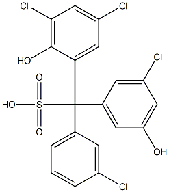 (3-Chlorophenyl)(3-chloro-5-hydroxyphenyl)(3,5-dichloro-2-hydroxyphenyl)methanesulfonic acid Struktur