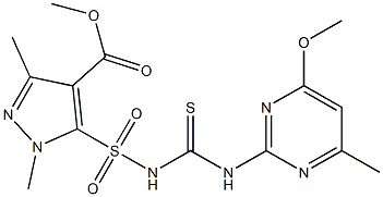 1,3-Dimethyl-5-[[(4-methyl-6-methoxypyrimidin-2-yl)thiocarbamoyl]sulfamoyl]-1H-pyrazole-4-carboxylic acid methyl ester Struktur