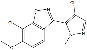 7-Chloro-6-methoxy-3-(4-chloro-2-methyl-2H-pyrazol-3-yl)-1,2-benzisoxazole Struktur