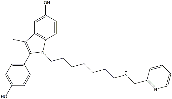 2-(4-Hydroxyphenyl)-3-methyl-1-[7-[(2-pyridinylmethyl)amino]heptyl]-1H-indol-5-ol Struktur