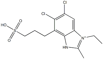 3-Ethyl-2-methyl-7-(3-sulfopropyl)-5,6-dichloro-1H-benzimidazol-3-ium Struktur