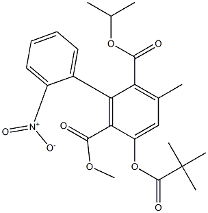 3-Methyl-5-(2,2-dimethylpropionyloxy)-6-methoxycarbonyl-2'-nitro-1,1'-biphenyl-2-carboxylic acid isopropyl ester Struktur