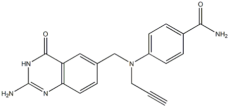 4-[N-[(2-Amino-3,4-dihydro-4-oxoquinazolin)-6-ylmethyl]-N-(2-propynyl)amino]benzamide Struktur