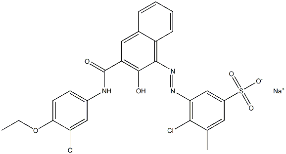 4-Chloro-3-methyl-5-[[3-[[(3-chloro-4-ethoxyphenyl)amino]carbonyl]-2-hydroxy-1-naphtyl]azo]benzenesulfonic acid sodium salt Struktur