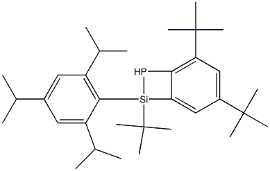 2,4,7-Tris(1,1-dimethylethyl)-7-(2,4,6-triisopropylphenyl)-8-phospha-7-silabicyclo[4.2.0]octane-1,3,5-triene Struktur