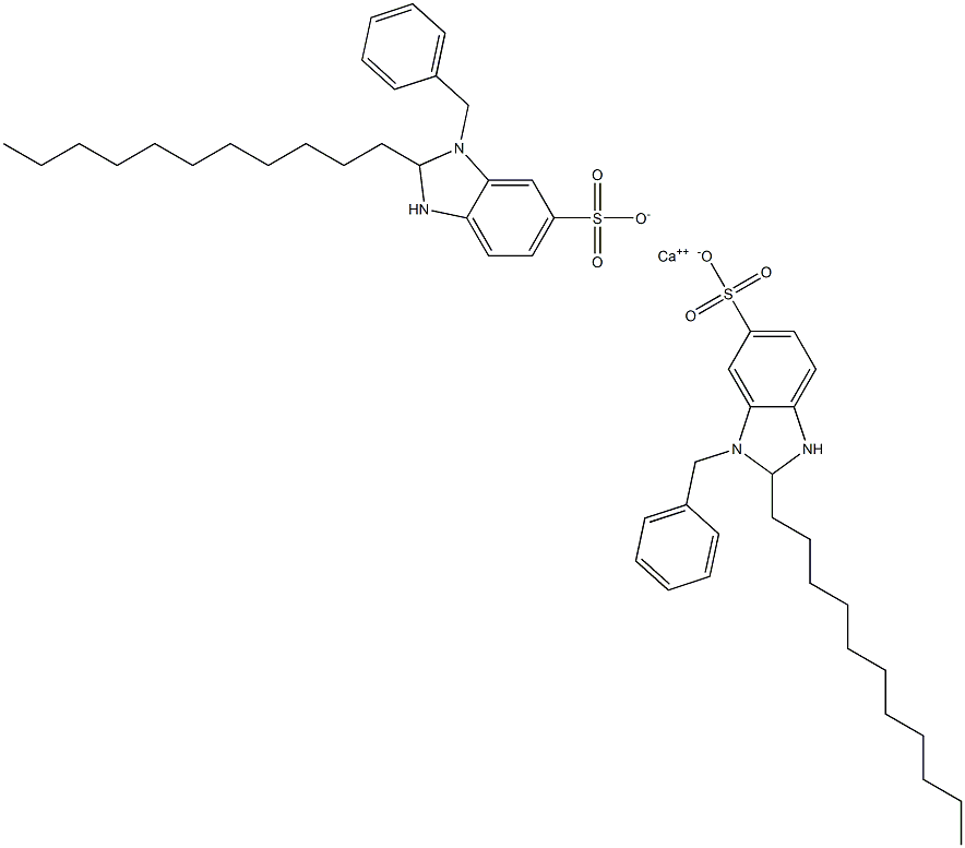 Bis(1-benzyl-2,3-dihydro-2-undecyl-1H-benzimidazole-6-sulfonic acid)calcium salt Struktur