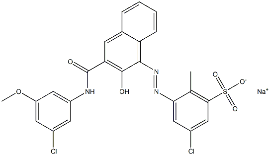 3-Chloro-6-methyl-5-[[3-[[(3-chloro-5-methoxyphenyl)amino]carbonyl]-2-hydroxy-1-naphtyl]azo]benzenesulfonic acid sodium salt Struktur