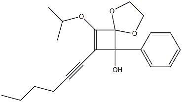 8-Isopropyloxy-7-(1-hexynyl)-6-phenyl-1,4-dioxaspiro[4.3]oct-7-en-6-ol Struktur