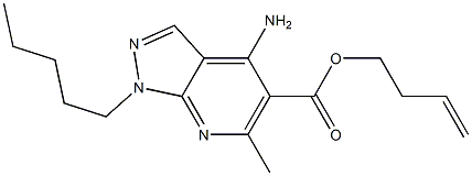 1-Pentyl-4-amino-6-methyl-1H-pyrazolo[3,4-b]pyridine-5-carboxylic acid 3-butenyl ester Struktur