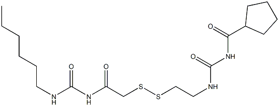 1-(Cyclopentylcarbonyl)-3-[2-[[(3-hexylureido)carbonylmethyl]dithio]ethyl]urea Struktur