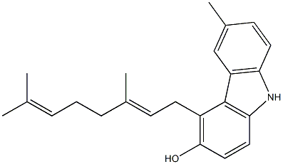 4-(3,7-Dimethyl-2,6-octadienyl)-3-hydroxy-6-methyl-9H-carbazole Struktur