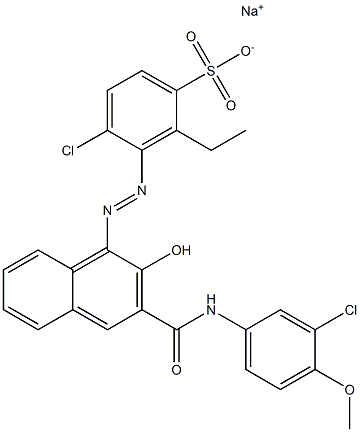 4-Chloro-2-ethyl-3-[[3-[[(3-chloro-4-methoxyphenyl)amino]carbonyl]-2-hydroxy-1-naphtyl]azo]benzenesulfonic acid sodium salt Struktur