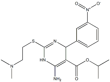 6-Amino-1,4-dihydro-2-(2-dimethylaminoethylthio)-4-(3-nitrophenyl)pyrimidine-5-carboxylic acid isopropyl ester Struktur