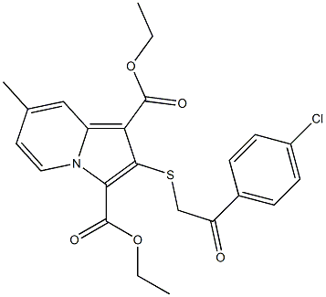 2-[2-(4-Chlorophenyl)-2-oxoethylthio]-7-methylindolizine-1,3-dicarboxylic acid diethyl ester Struktur