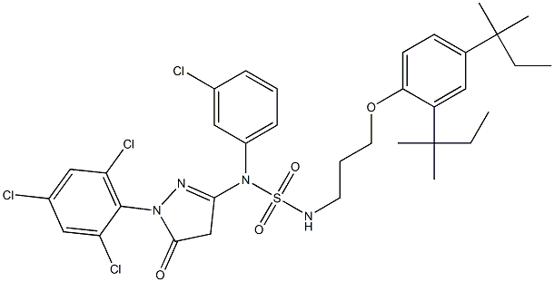 1-(2,4,6-Trichlorophenyl)-3-[3-chloro-N-[3-(2,4-di-tert-pentylphenoxy)propylsulfamoyl]anilino]-5(4H)-pyrazolone Struktur