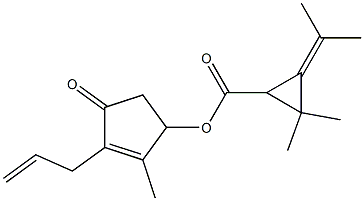 2-Isopropylidene-3,3-dimethylcyclopropane-1-carboxylic acid 3-allyl-2-methyl-4-oxo-2-cyclopenten-1-yl ester Struktur