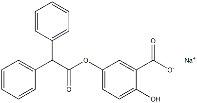 2-Hydroxy-5-(diphenylacetyloxy)benzoic acid sodium salt Struktur