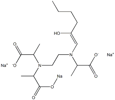 3-(2-Hydroxy-1-hexenyl)-6-(1-sodiooxycarbonylethyl)-2,7-dimethyl-3,6-diazaoctanedioic acid disodium salt Struktur