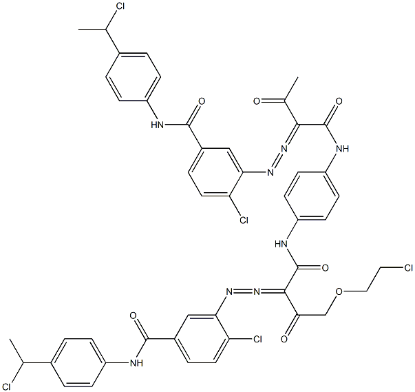 3,3'-[2-[(2-Chloroethyl)oxy]-1,4-phenylenebis[iminocarbonyl(acetylmethylene)azo]]bis[N-[4-(1-chloroethyl)phenyl]-4-chlorobenzamide] Struktur