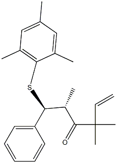 (5R,6S)-3,3,5-Trimethyl-6-(2,4,6-trimethylphenylthio)-6-phenyl-1-hexen-4-one Struktur