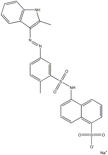 5-[2-Methyl-5-[(2-methyl-1H-indol-3-yl)azo]phenylsulfonylamino]naphthalene-1-sulfonic acid sodium salt Struktur