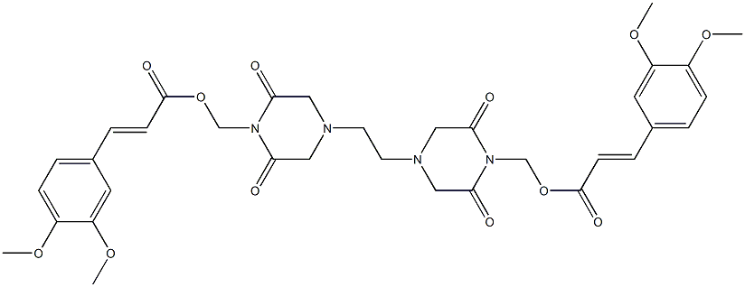 4,4'-Ethylenebis(2,6-dioxopiperazine-1-methanol)bis[3-(3,4-dimethoxyphenyl)acrylate] Struktur