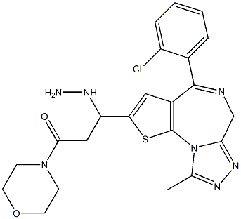 4-(2-Chlorophenyl)-2-(1-hydrazino-3-morpholino-3-oxopropyl)-9-methyl-6H-thieno[3,2-f][1,2,4]triazolo[4,3-a][1,4]diazepine Struktur