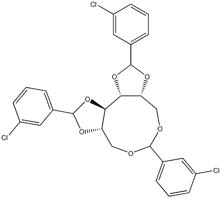 1-O,6-O:2-O,3-O:4-O,5-O-Tris(3-chlorobenzylidene)-D-glucitol Struktur