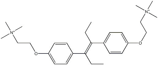 N,N'-[[(E)-1,2-Diethylvinylene]bis(p-phenyleneoxyethylene)]bis(N,N-dimethylmethanaminium) Struktur