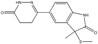 3-Methyl-3-methylthio-5-[(1,4,5,6-tetrahydro-6-oxopyridazin)-3-yl]-1H-indol-2(3H)-one Struktur