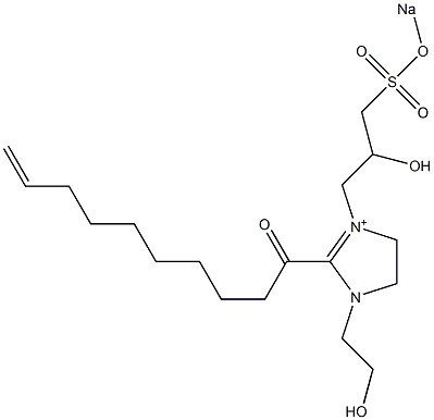 1-(2-Hydroxyethyl)-3-[2-hydroxy-3-(sodiooxysulfonyl)propyl]-2-(9-decenoyl)-2-imidazoline-3-ium Struktur