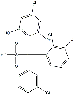 (3-Chlorophenyl)(2,3-dichlorophenyl)(4-chloro-2,6-dihydroxyphenyl)methanesulfonic acid Struktur