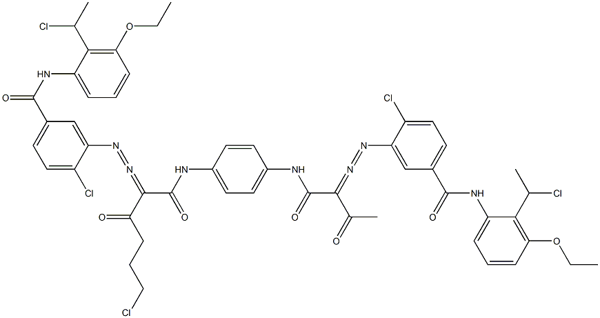 3,3'-[2-(2-Chloroethyl)-1,4-phenylenebis[iminocarbonyl(acetylmethylene)azo]]bis[N-[2-(1-chloroethyl)-3-ethoxyphenyl]-4-chlorobenzamide] Struktur