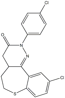 10-Chloro-2-(4-chlorophenyl)-4,4a,5,6-tetrahydro[1]benzothiepino[5,4-c]pyridazin-3(2H)-one Struktur