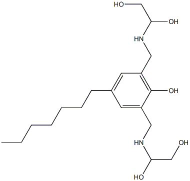 2,6-Bis[[(1,2-dihydroxyethyl)amino]methyl]-4-heptylphenol Struktur