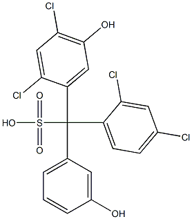 (2,4-Dichlorophenyl)(2,4-dichloro-5-hydroxyphenyl)(3-hydroxyphenyl)methanesulfonic acid Struktur