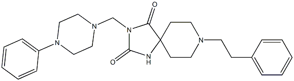 8-Phenethyl-3-[(4-phenylpiperazino)methyl]-1,3,8-triazaspiro[4.5]decane-2,4-dione Struktur