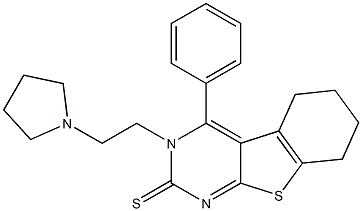 3-[2-(1-Pyrrolidinyl)ethyl]-5,6,7,8-tetrahydro-4-phenyl[1]benzothieno[2,3-d]pyrimidine-2(3H)-thione Struktur