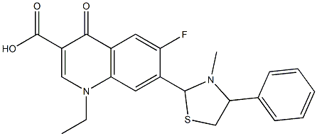 1,4-Dihydro-1-ethyl-4-oxo-6-fluoro-7-(3-methyl-4-phenylthiazolidin-2-yl)quinoline-3-carboxylic acid Struktur