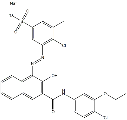 4-Chloro-3-methyl-5-[[3-[[(4-chloro-3-ethoxyphenyl)amino]carbonyl]-2-hydroxy-1-naphtyl]azo]benzenesulfonic acid sodium salt Struktur