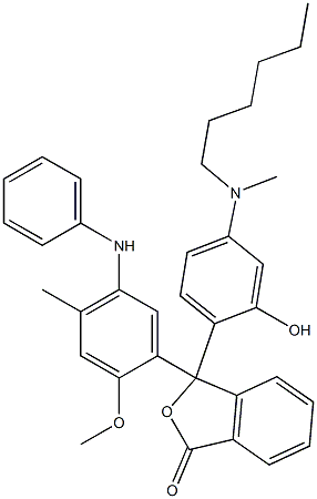 3-(5-Anilino-2-methoxy-4-methylphenyl)-3-[2-hydroxy-4-(N-methylhexylamino)phenyl]isobenzofuran-1(3H)-one Struktur