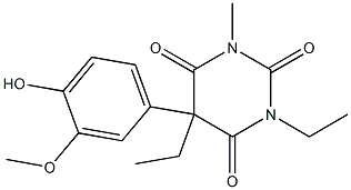 5-Ethyl-5-(3-methoxy-4-hydroxyphenyl)-1-methyl-3-ethylpyrimidine-2,4,6(1H,3H,5H)-trione Struktur