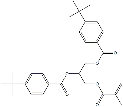 Bis(p-tert-butylbenzoic acid)1-(methacryloyloxymethyl)ethylene ester Struktur