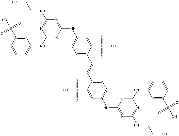 4,4'-Bis[6-(m-sulfoanilino)-4-(2-hydroxyethylamino)-1,3,5-triazin-2-ylamino]-2,2'-stilbenedisulfonic acid Struktur