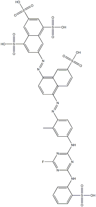 7-[4-[4-[4-Fluoro-6-(o-sulfoanilino)-1,3,5-triazin-2-ylamino]-2-methylphenylazo]-7-sulfo-1-naphtylazo]-1,3,5-naphthalenetrisulfonic acid Struktur